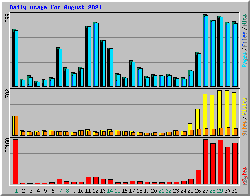 Daily usage for August 2021