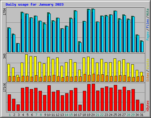 Daily usage for January 2023