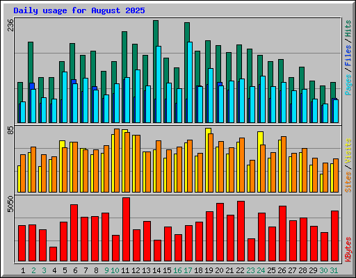 Daily usage for August 2025