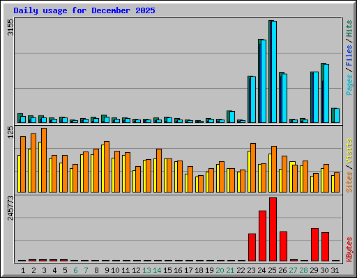 Daily usage for December 2025